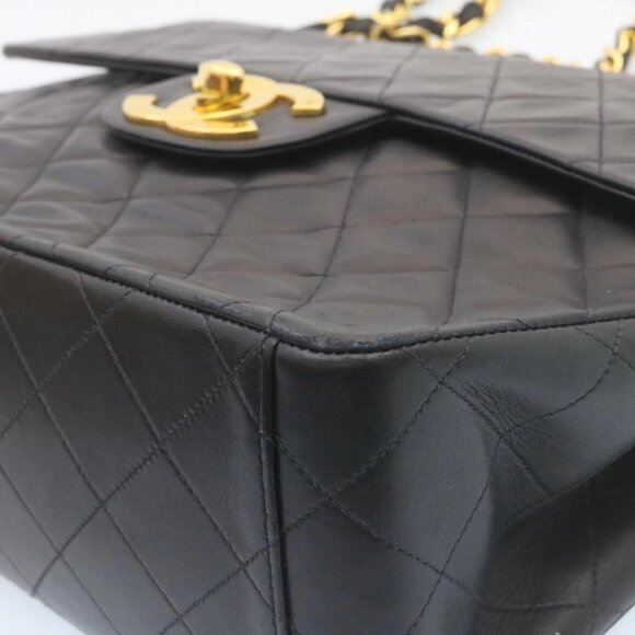 CHANEL Big Matelasse34 Turn Lock Chain Bag Lamb Skin Black Gold CC Auth ar5950AV - Picture 11 of 16